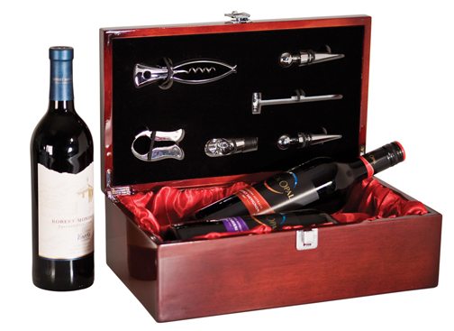 Rosewood Double Wine Box with Tools (14 1/4"x8 1/8"x4 3/4")